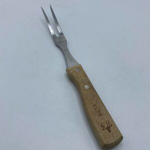 Vintage Prong Carving Fork Meat Cooking Chef’s Collection Wooden Handle Stainles